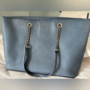 Michael Kors Slate Blue Tote with Chain Straps